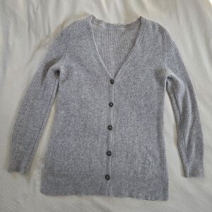 100% Cashmere Light Gray Womens Cardigan Sweater Size M